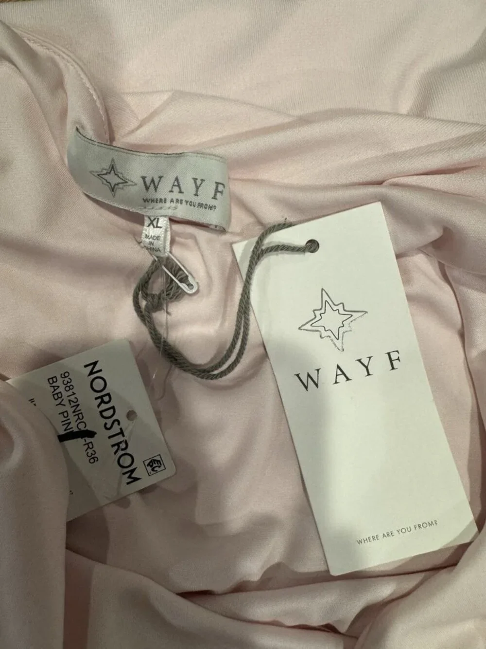 Wayf XL Ballet Pink One-Shoulder Long Formal Party Wedding Guest Gown NEW $128